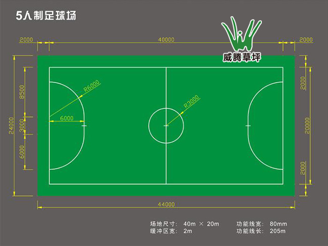 五人制足球场尺寸