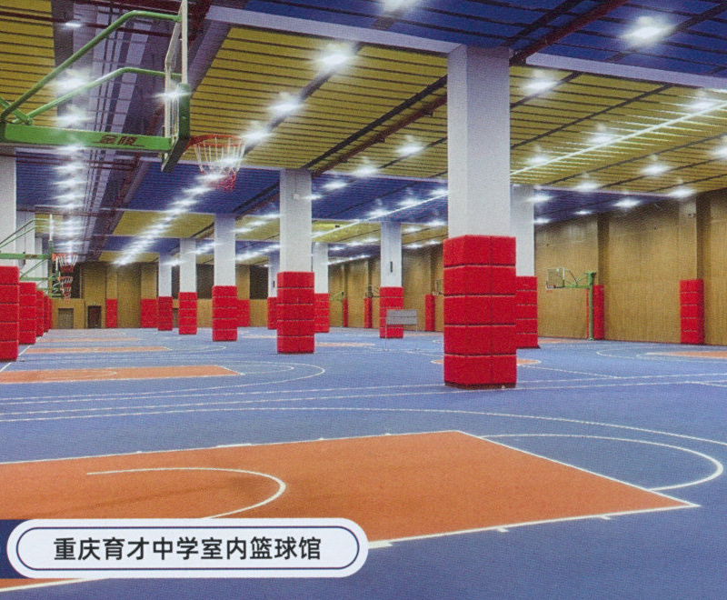 GT预制橡胶球场-重庆育才中学室内篮球场
