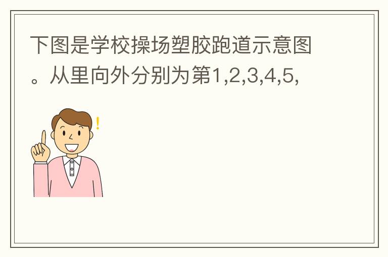 下图是学校操场塑胶跑道示意图。从里向外分别为第1,2,3,4,5,6,7,8跑到,每条跑道宽