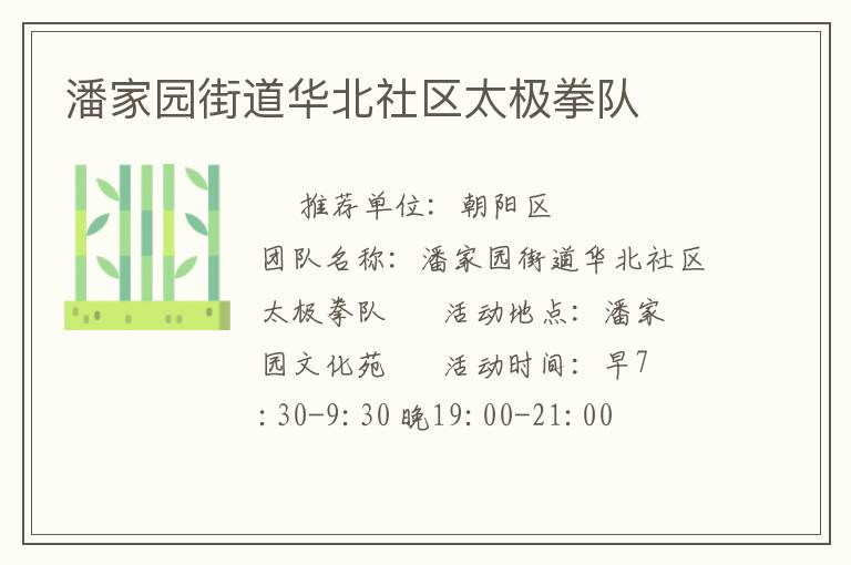 潘家园街道华北社区太极拳队