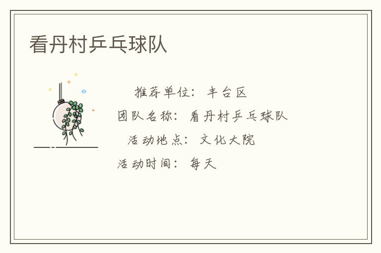 看丹村乒乓球队