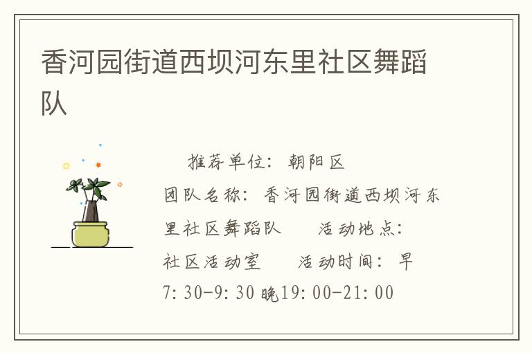 香河园街道西坝河东里社区舞蹈队