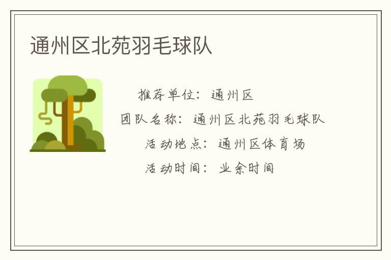 通州区北苑羽毛球队