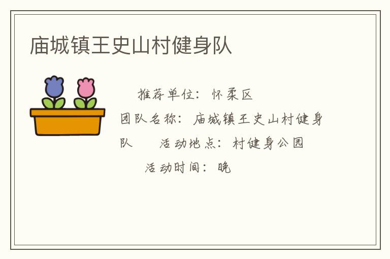 庙城镇王史山村健身队