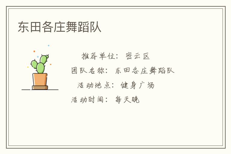 东田各庄舞蹈队
