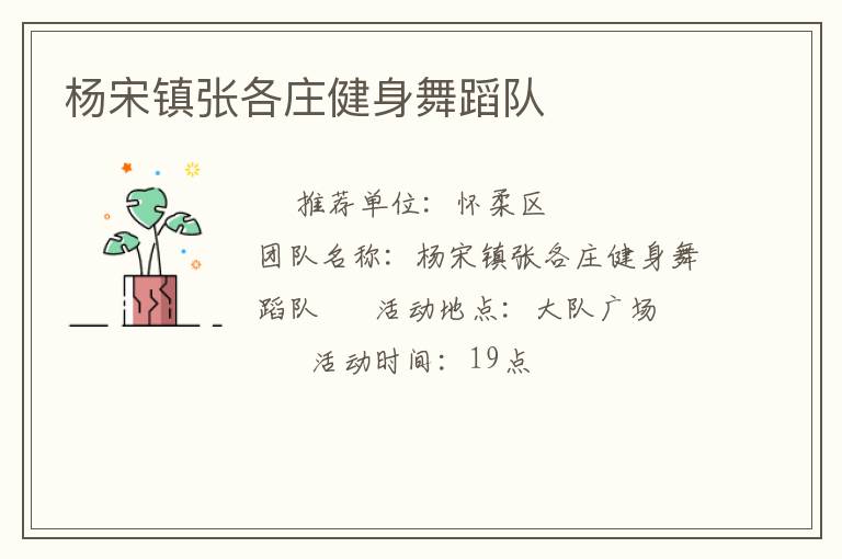 杨宋镇张各庄健身舞蹈队