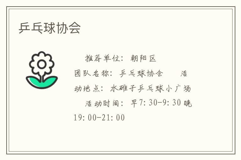 乒乓球协会