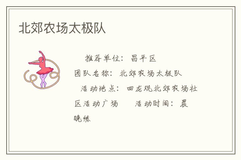 北郊农场太极队