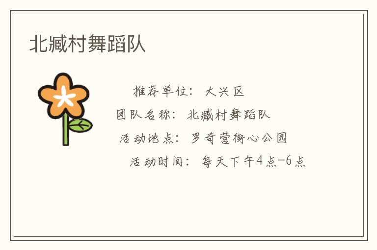 北臧村舞蹈队