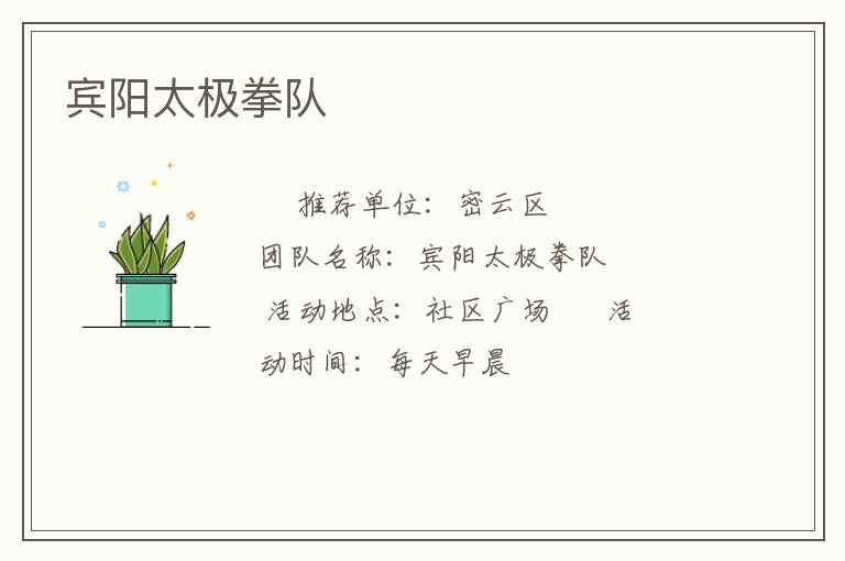 宾阳太极拳队