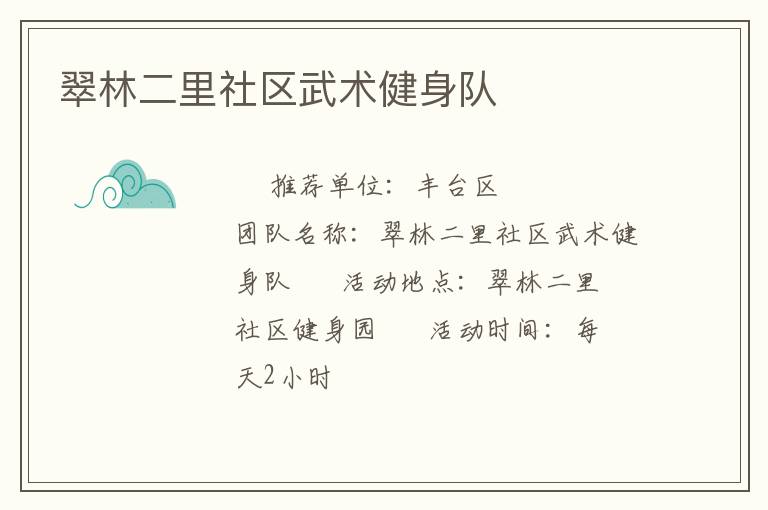 翠林二里社区武术健身队