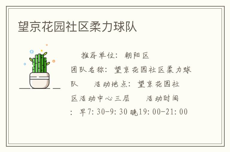望京花园社区柔力球队