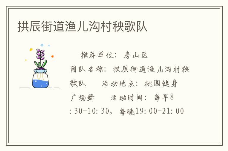 拱辰街道渔儿沟村秧歌队
