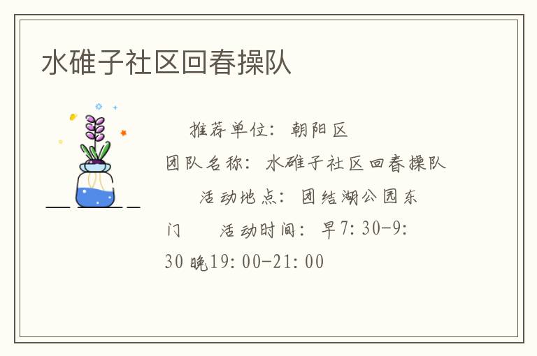 水碓子社区回春操队