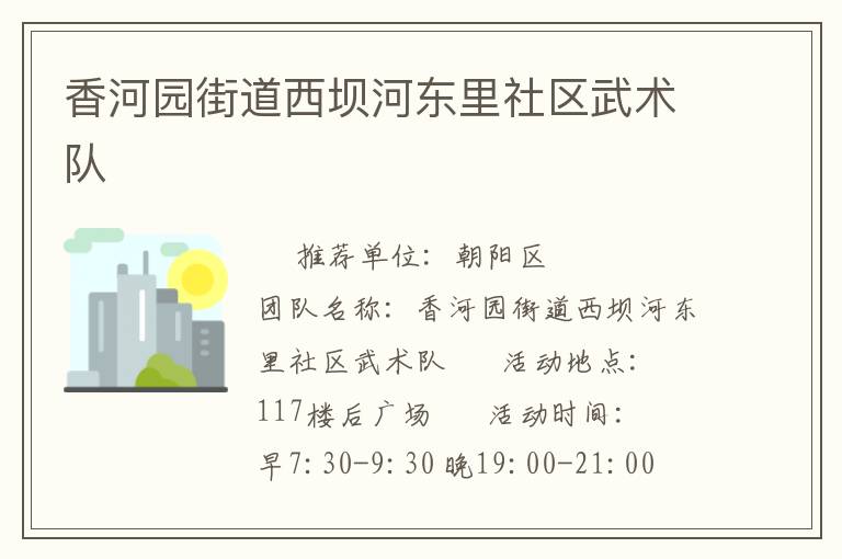 香河园街道西坝河东里社区武术队