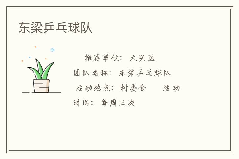 东梁乒乓球队