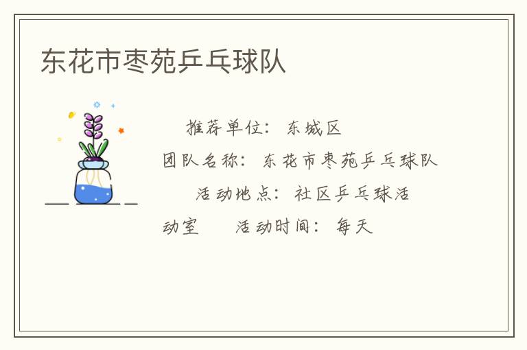 东花市枣苑乒乓球队