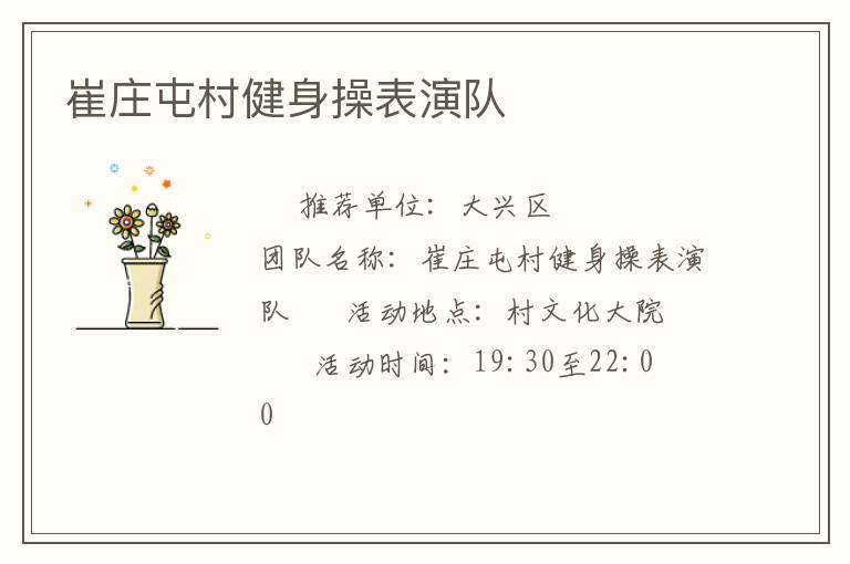 崔庄屯村健身操表演队