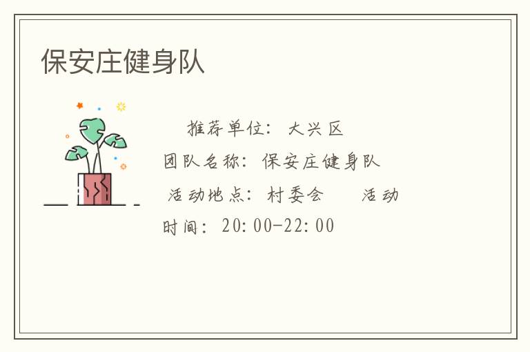 保安庄健身队