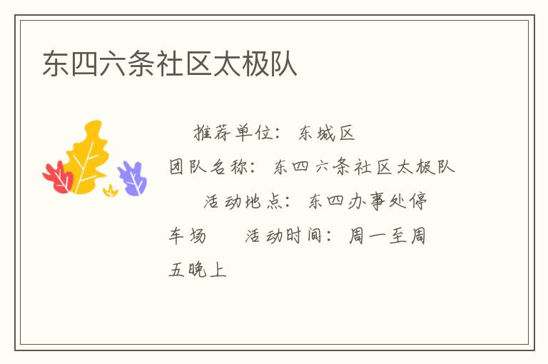 东四六条社区太极队