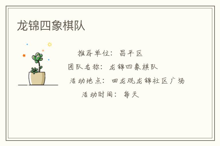 龙锦四象棋队