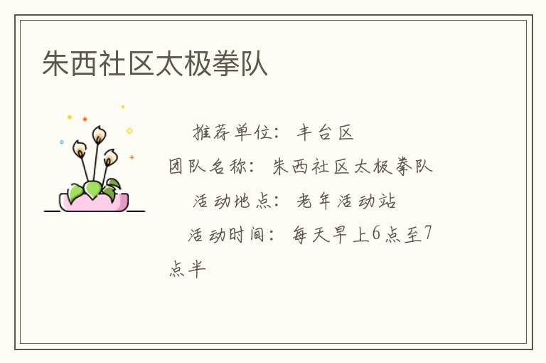朱西社区太极拳队