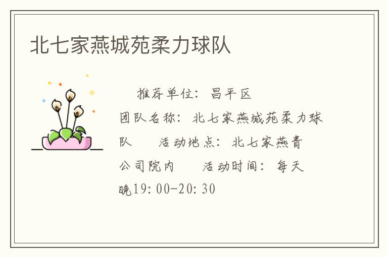 北七家燕城苑柔力球队
