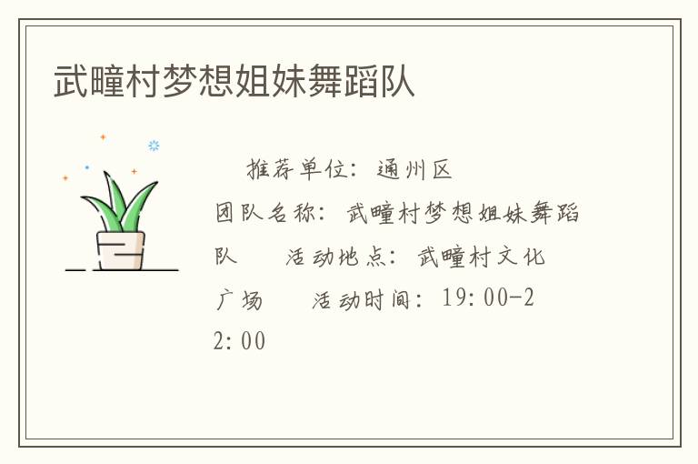 武疃村梦想姐妹舞蹈队