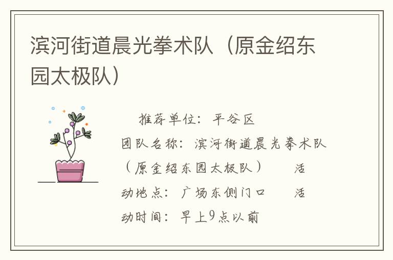 滨河街道晨光拳术队（原金绍东园太极队）