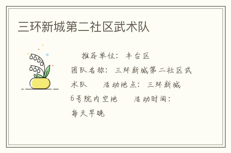 三环新城第二社区武术队