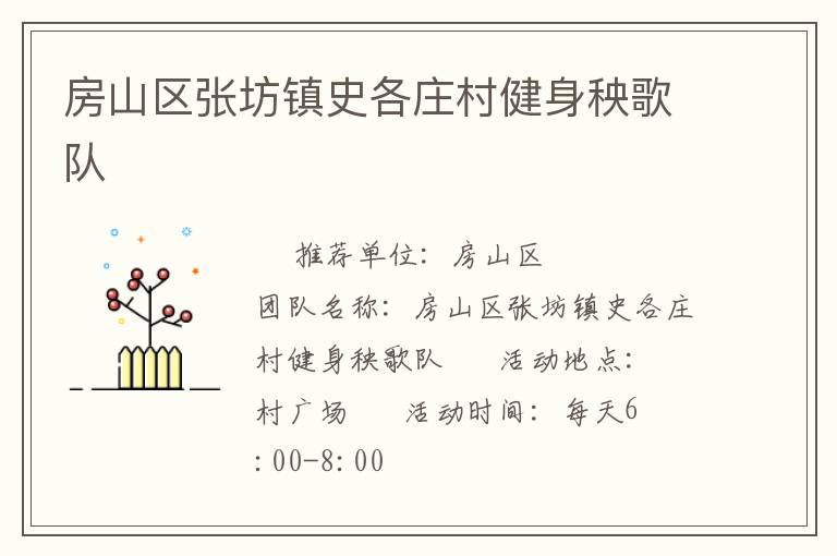 房山区张坊镇史各庄村健身秧歌队