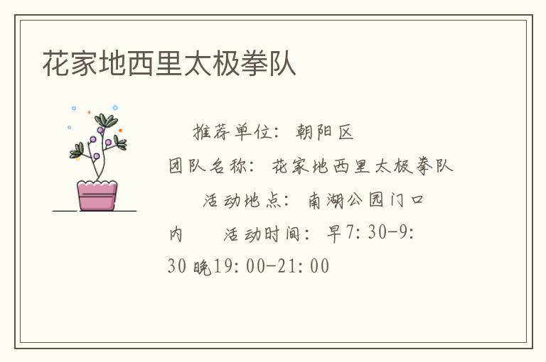 花家地西里太极拳队