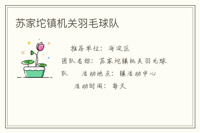 苏家坨镇机关羽毛球队