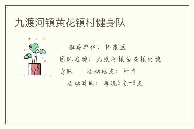 九渡河镇黄花镇村健身队