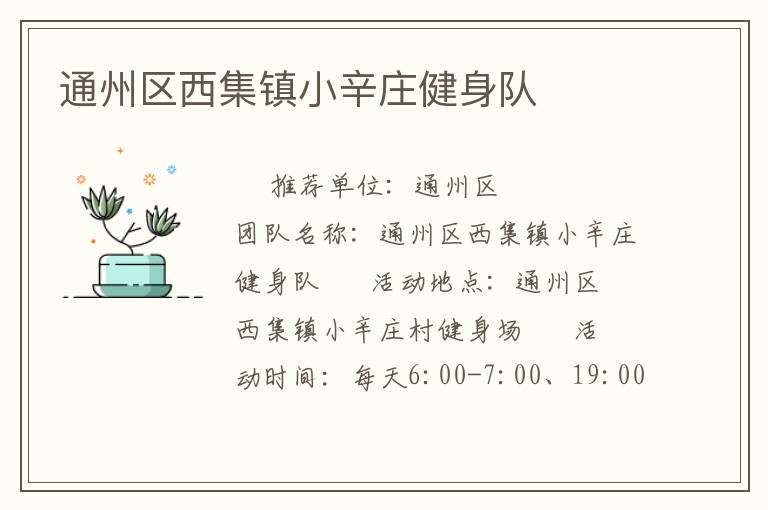 通州区西集镇小辛庄健身队