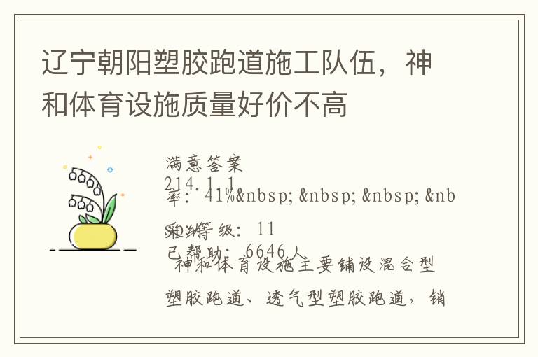 辽宁朝阳塑胶跑道施工队伍，神和体育设施质量好价不高