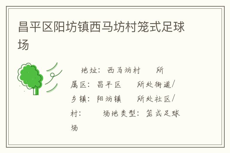 昌平区阳坊镇西马坊村笼式足球场