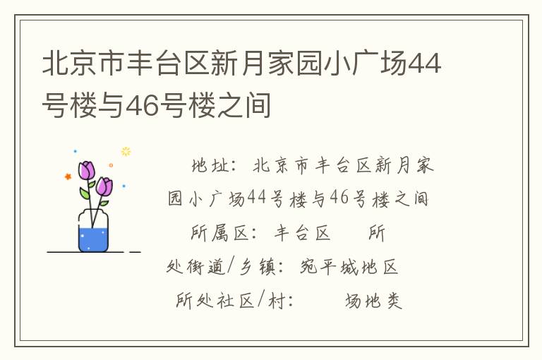 北京市丰台区新月家园小广场44号楼与46号楼之间