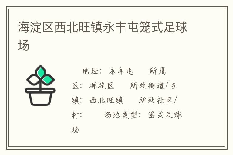 海淀区西北旺镇永丰屯笼式足球场