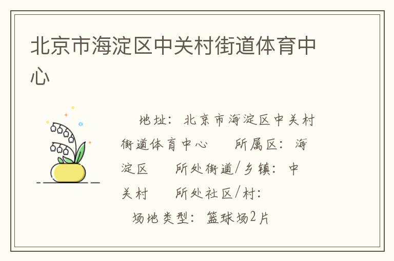 北京市海淀区中关村街道体育中心