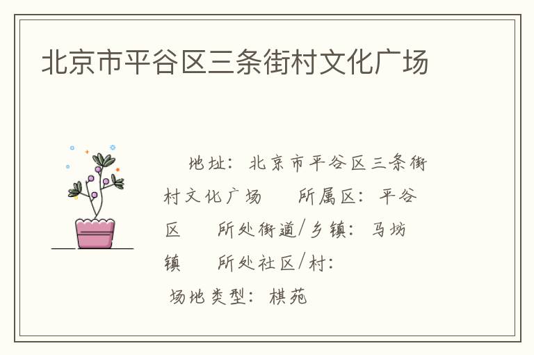 北京市平谷区三条街村文化广场