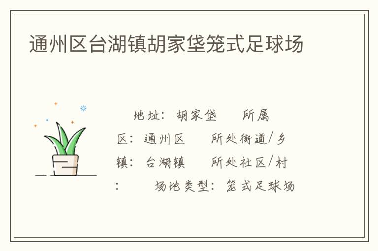 通州区台湖镇胡家垡笼式足球场