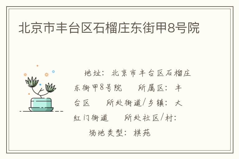 北京市丰台区石榴庄东街甲8号院