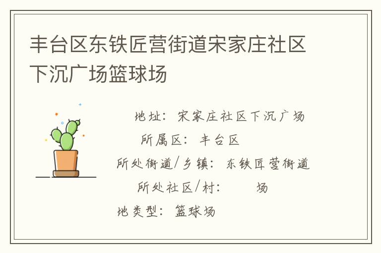 丰台区东铁匠营街道宋家庄社区下沉广场篮球场
