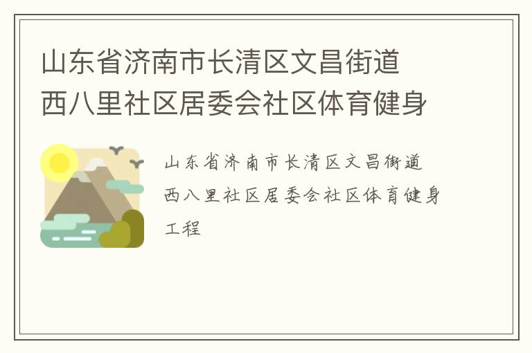 山东省济南市长清区文昌街道  西八里社区居委会社区体育健身工程