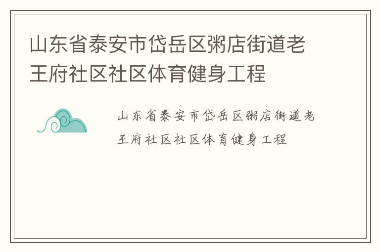 山东省泰安市岱岳区粥店街道老王府社区社区体育健身工程