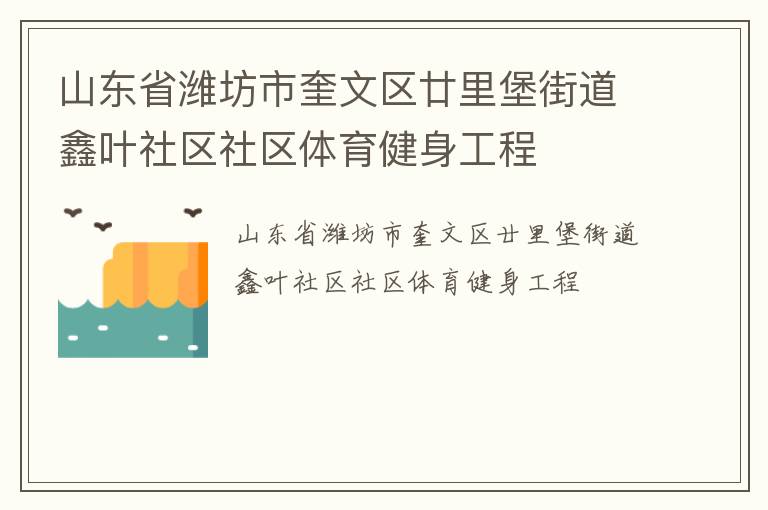 山东省潍坊市奎文区廿里堡街道鑫叶社区社区体育健身工程
