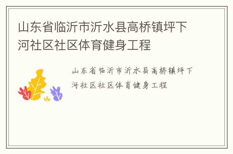 山东省临沂市沂水县高桥镇坪下河社区社区体育健身工程