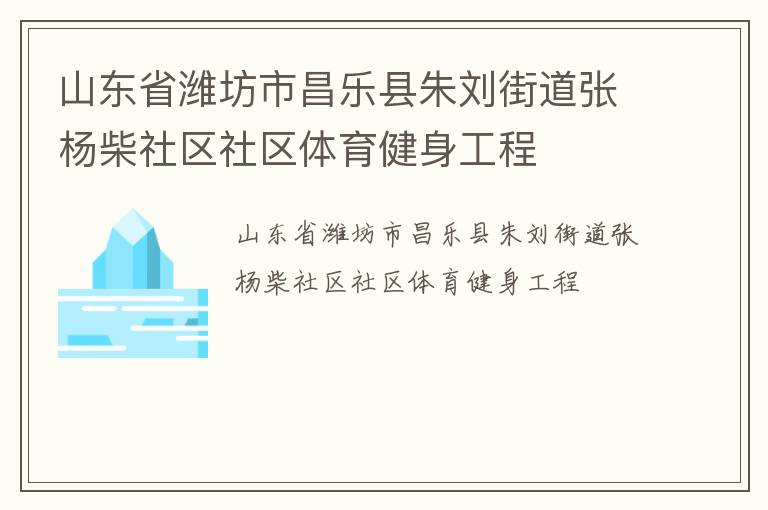 山东省潍坊市昌乐县朱刘街道张杨柴社区社区体育健身工程