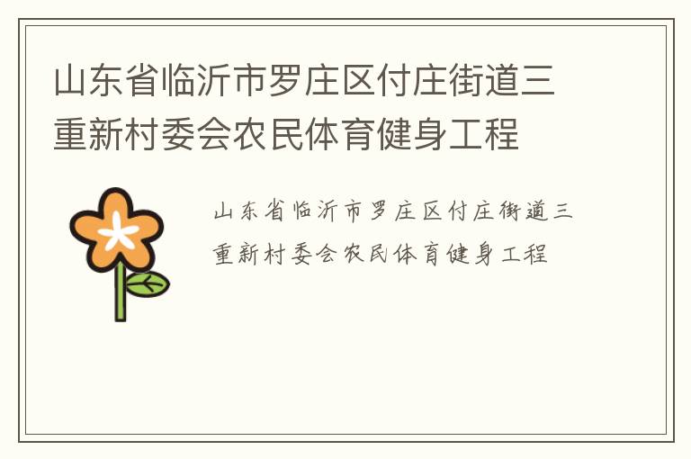 山东省临沂市罗庄区付庄街道三重新村委会农民体育健身工程